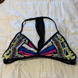 Hurley Black and Multicolor Bikini Top